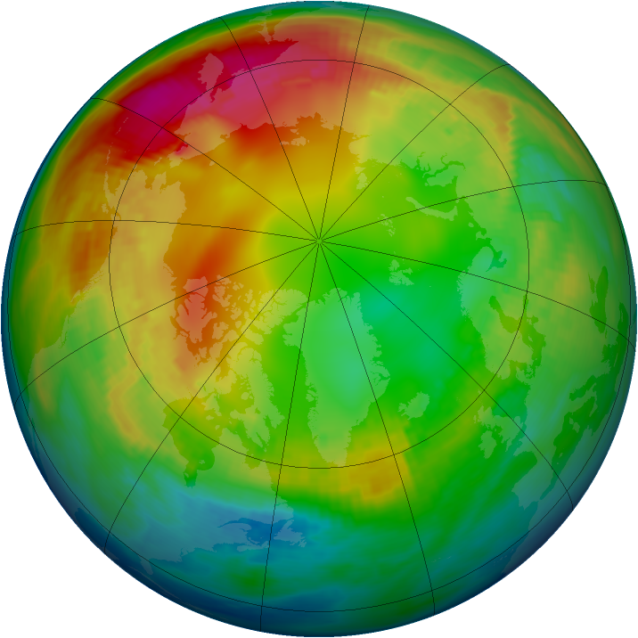 Arctic ozone map for 29 January 1983